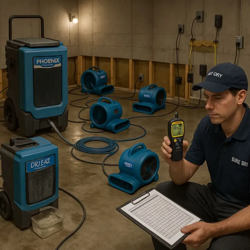 Structural Drying and Dehumidification process in Oracle, AZ